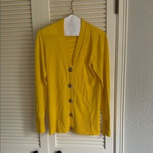 Tory Burch 100% wool classic yellow cardigan
